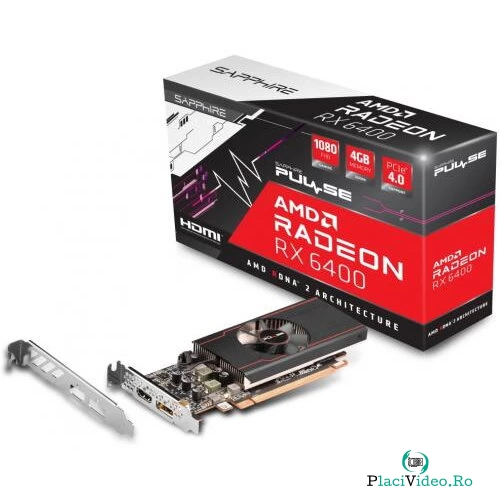 SAPPHIRE Placa video Sapphire AMD Radeon RX 6400 Pulse 4GB, GDDR6, 64bit, Low Profile